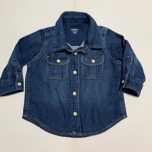 COPY - Baby Gap denim 6-12 months pearl snap blue jean long sleeve shirt soft d…